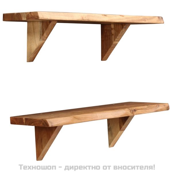 Рафтове за стена, 2 бр, 60x20x18 см, акация масив