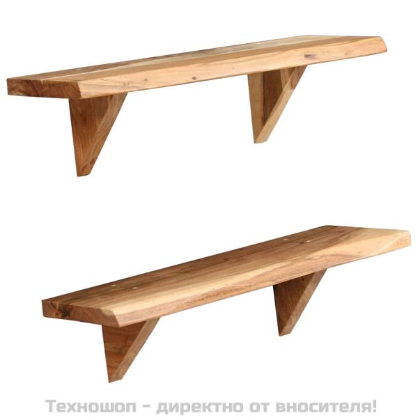 Рафтове за стена, 2 бр, 60x20x18 см, акация масив