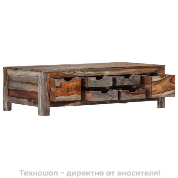 Маса за кафе, сива, 100x50x30 см, акациево дърво масив