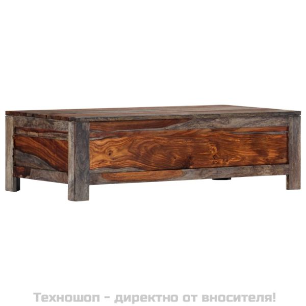 Маса за кафе, сива, 100x50x30 см, акациево дърво масив