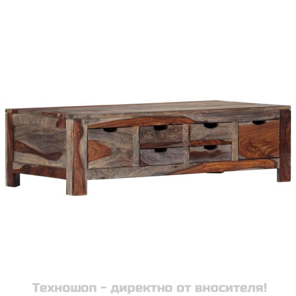 Маса за кафе, сива, 100x50x30 см, акациево дърво масив