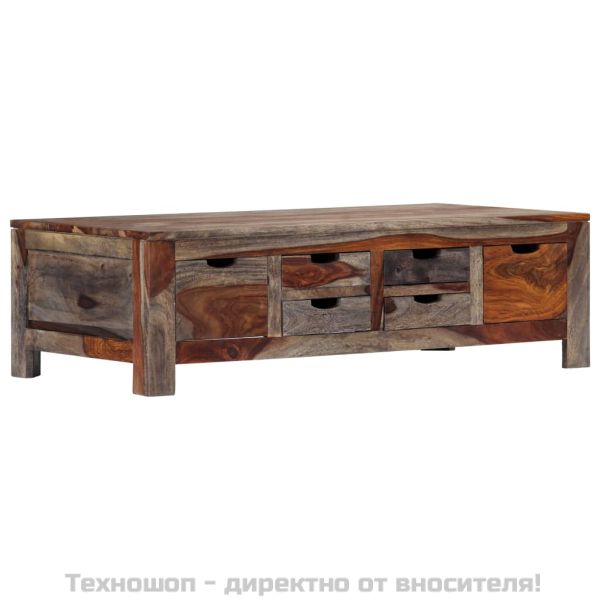 Маса за кафе, сива, 100x50x30 см, акациево дърво масив