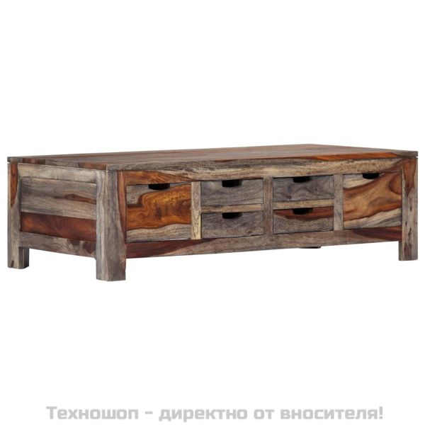 Маса за кафе, сива, 100x50x30 см, акациево дърво масив