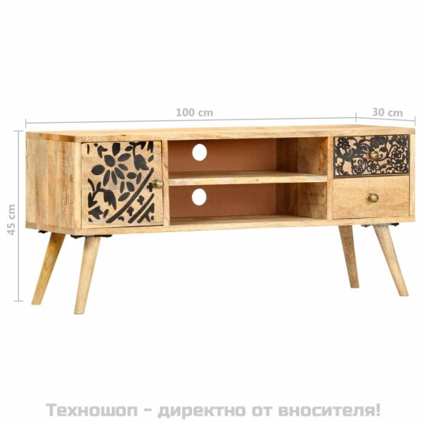 ТВ шкаф, 100x30x45 см, мангово дърво масив