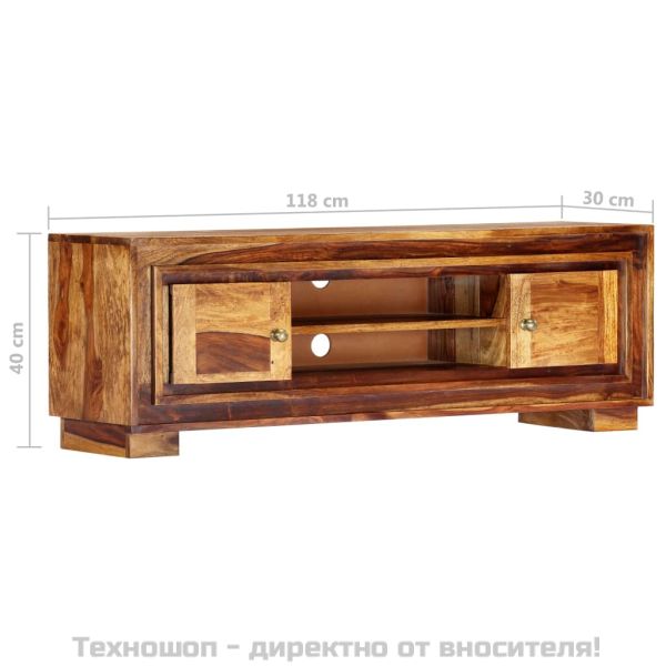 ТВ шкаф, 118x30x40 cм, акациево дърво масив