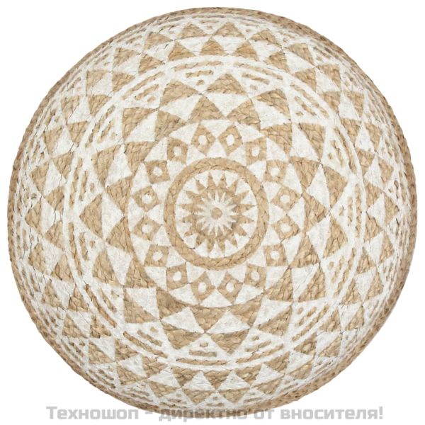 Ръчно изработен пуф, бял, 45x30 см, юта