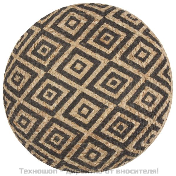 Ръчно изработен пуф, черен, 45x30 см, юта