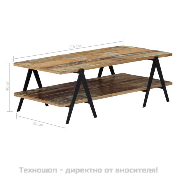 Маса за кафе, 115x60x40 см, регенерирано дърво масив