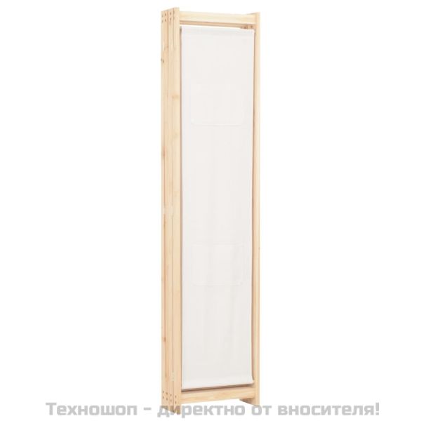 Параван за стая, 4 панела, кремав, 160x170x4 cм, текстил
