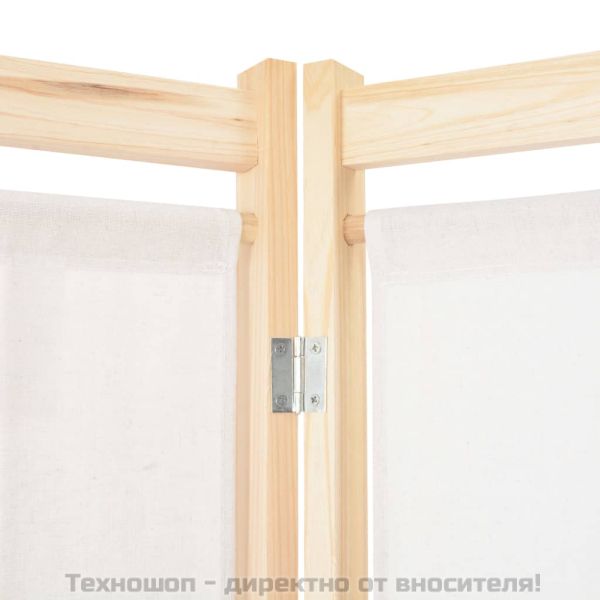 Параван за стая, 4 панела, кремав, 160x170x4 cм, текстил