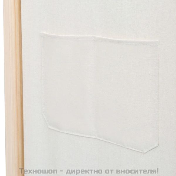 Параван за стая, 4 панела, кремав, 160x170x4 cм, текстил
