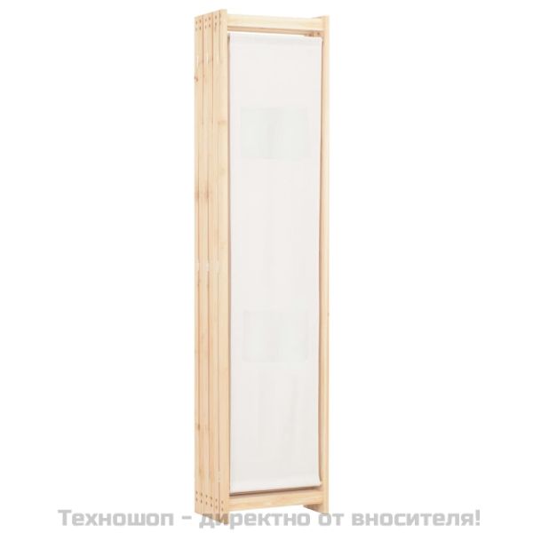 Параван за стая, 6 панела, кремав, 240х170х4 cм, текстил