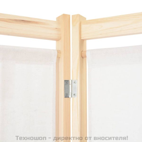 Параван за стая, 6 панела, кремав, 240х170х4 cм, текстил