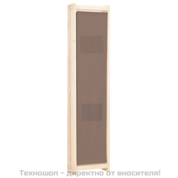 Параван за стая, 5 панела, кафяв, 200x170x4 cм, текстил