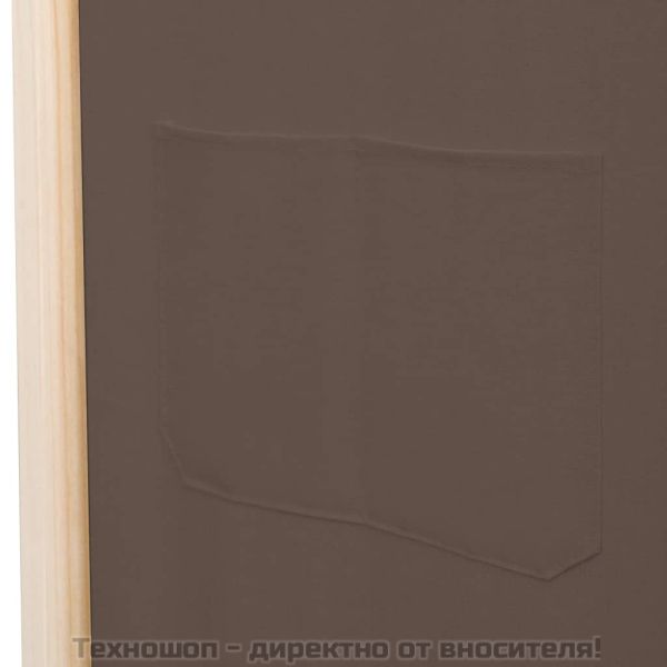 Параван за стая, 5 панела, кафяв, 200x170x4 cм, текстил