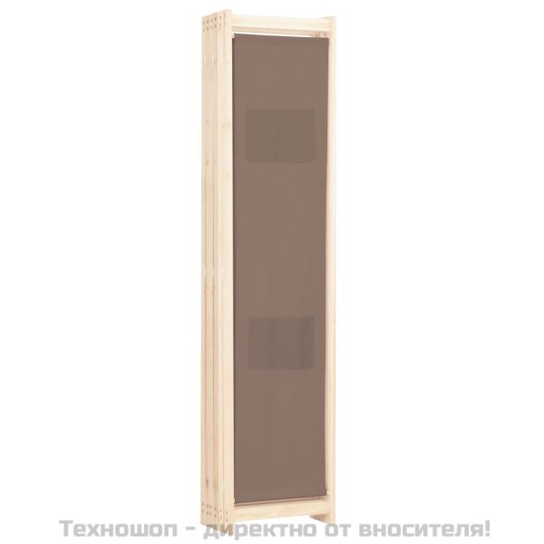 Параван за стая, 6 панела, кафяв, 240х170х4 cм, текстил
