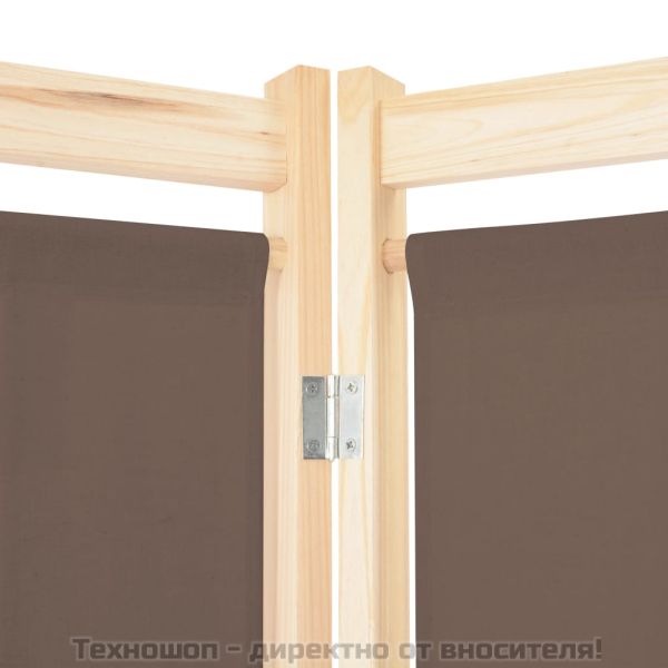 Параван за стая, 6 панела, кафяв, 240х170х4 cм, текстил