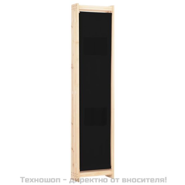 Параван за стая, 4 панела, черен, 160x170x4 cм, текстил
