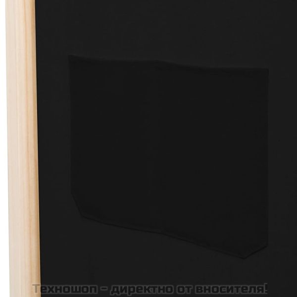 Параван за стая, 5 панела, черен, 200x170x4 cм, текстил