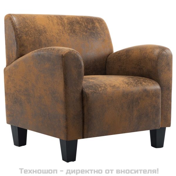 Диван-фотьойл, кафяв, 70x69x72 см, изкуствена велур