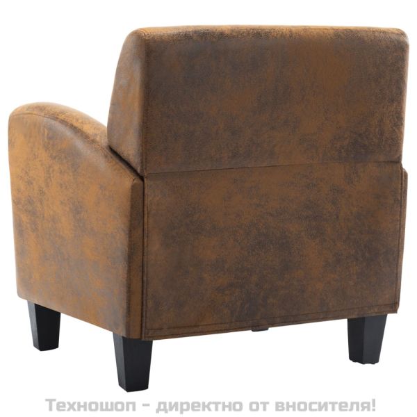 Диван-фотьойл, кафяв, 70x69x72 см, изкуствена велур
