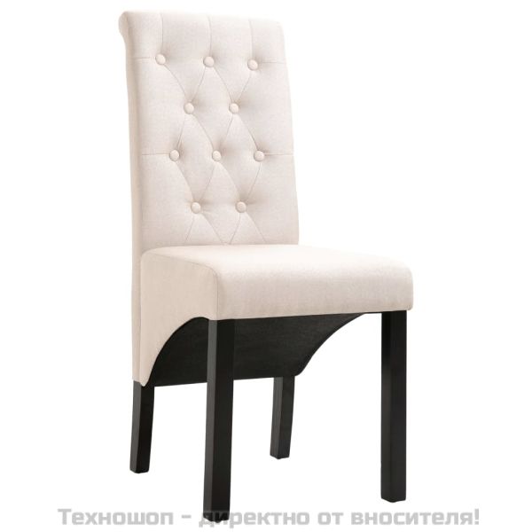 Трапезни столове, 2 бр, кремави, текстил