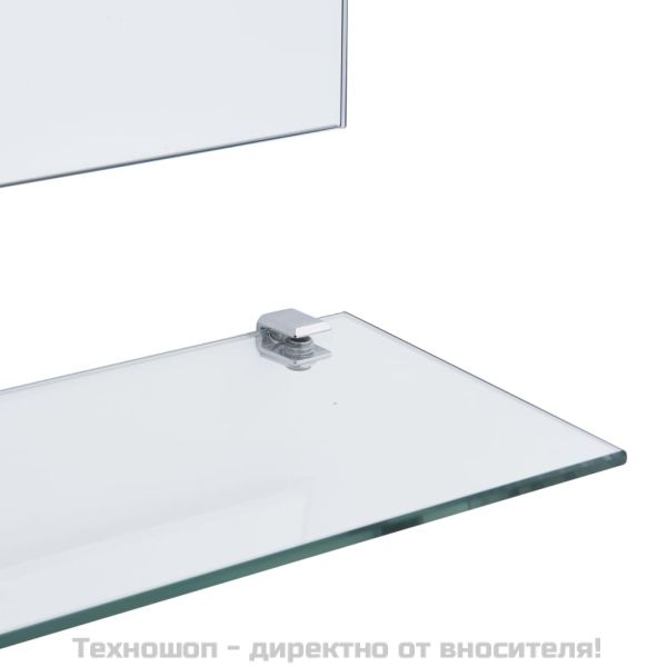 Стенно огледало с 5 рафта, сребристо, 50x60 см