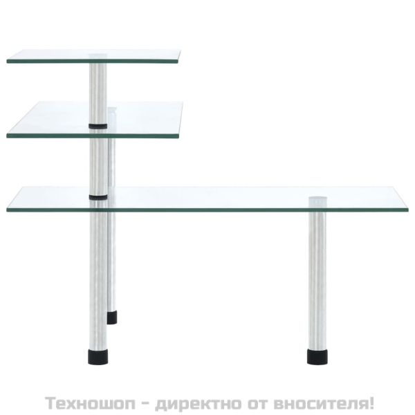 3-етажен ъглов кухненски рафт, закалено стъкло