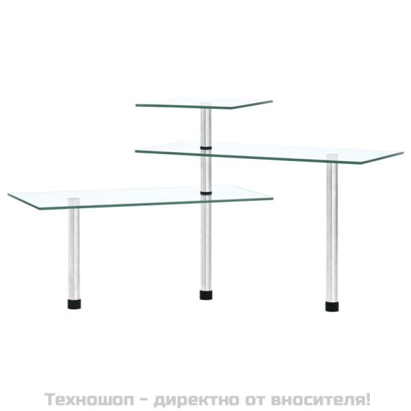3-етажен ъглов кухненски рафт, закалено стъкло