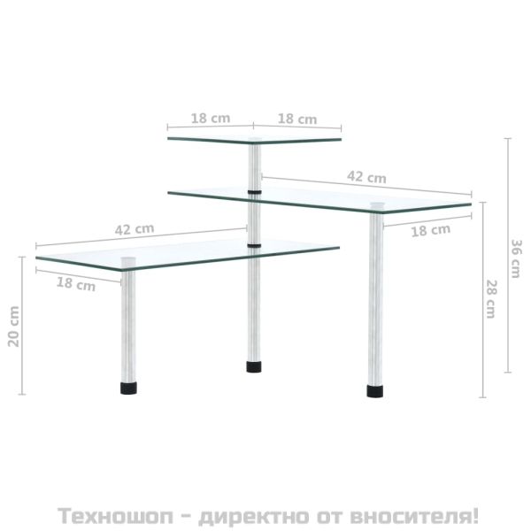 3-етажен ъглов кухненски рафт, закалено стъкло