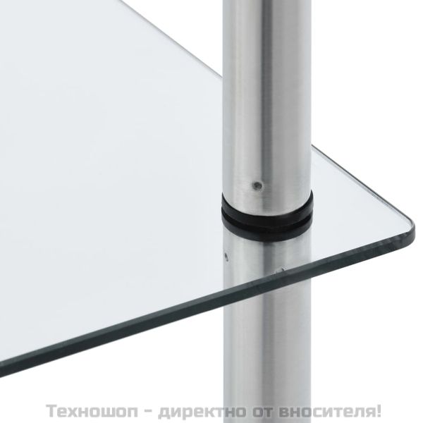 Етажерка с 6 рафта, прозрачна, 40x40x160 см, закалено стъкло