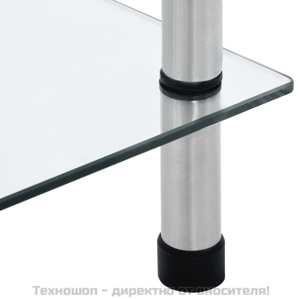 Етажерка с 6 рафта, прозрачна, 40x40x160 см, закалено стъкло