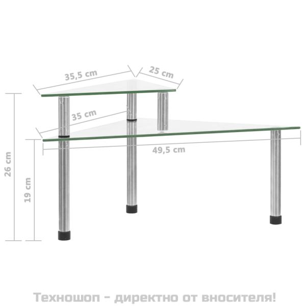 Кухненски рафт, прозрачен, 49,5x35x19 см, закалено стъкло