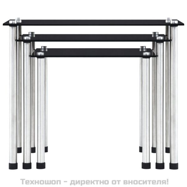 Стифиращи маси, 3 бр, черни, закалено стъкло