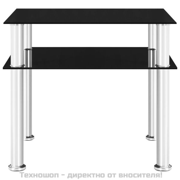 Странична маса, черна, 45x50x45 см, закалено стъкло