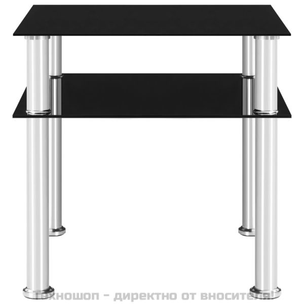 Странична маса, черна, 45x50x45 см, закалено стъкло