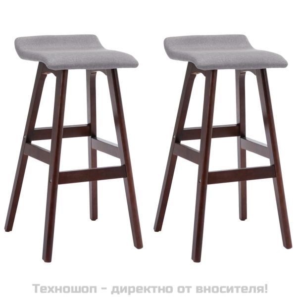 Бар столове, 2 бр, светлосиви, текстил