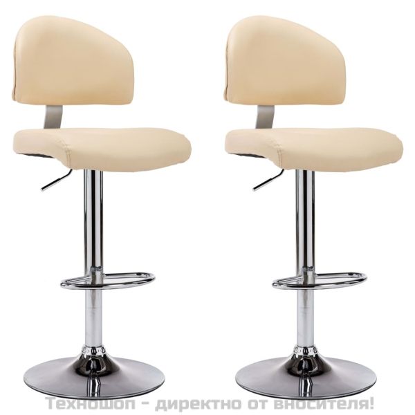 Бар табуретки, 2 бр, кремави, изкуствена кожа