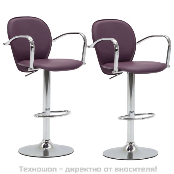 Бар табуретки с подлакътници, 2 бр, лилави, изкуствена кожа