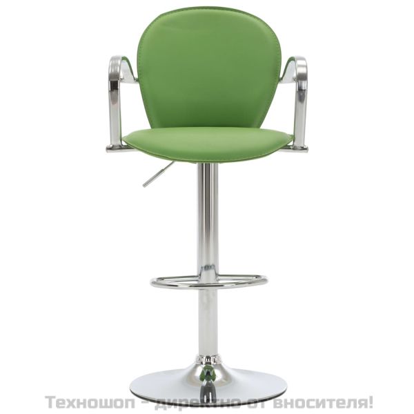 Бар табуретки с подлакътници, 2 бр, зелени, изкуствена кожа