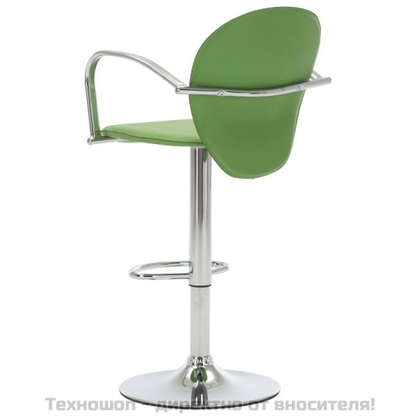 Бар табуретки с подлакътници, 2 бр, зелени, изкуствена кожа