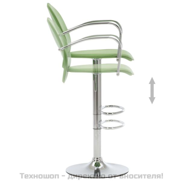 Бар табуретки с подлакътници, 2 бр, зелени, изкуствена кожа