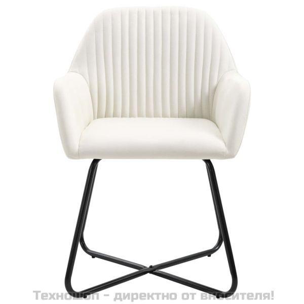 Трапезни столове, 2 бр, кремави, текстил