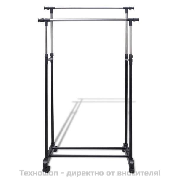 Регулируеми стойки за дрехи, 2 бр, 2 релси