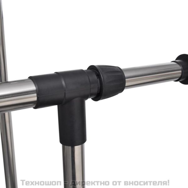 Регулируеми стойки за дрехи, 2 бр, 2 релси