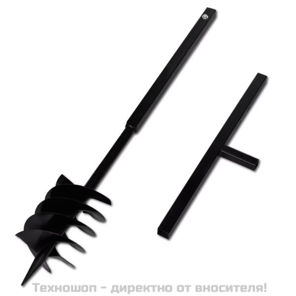 Комплект свредло за земя 180 мм с дръжка и стоманени удължители 5 м