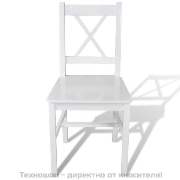 Трапезни столове, 6 бр, бели, борова дървесина