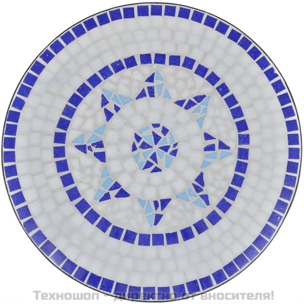 Бистро комплект, 3 части, керамични плочки в синьо и бяло