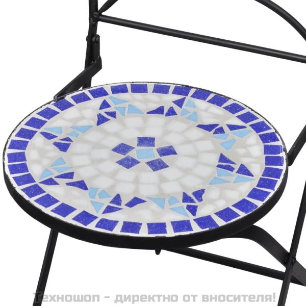 Бистро комплект, 3 части, керамични плочки в синьо и бяло