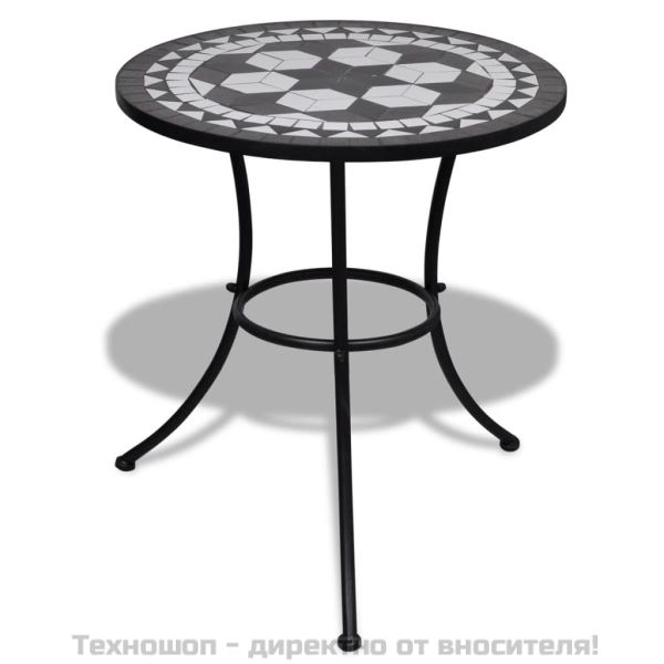 Бистро комплект, 3 части, керамични плочки в черно и бяло